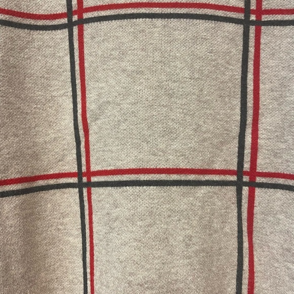 NWOT Tahari Luxe Mock Neck Plaid Sweater Tan, red, gray Size M - Picture 7 of 7